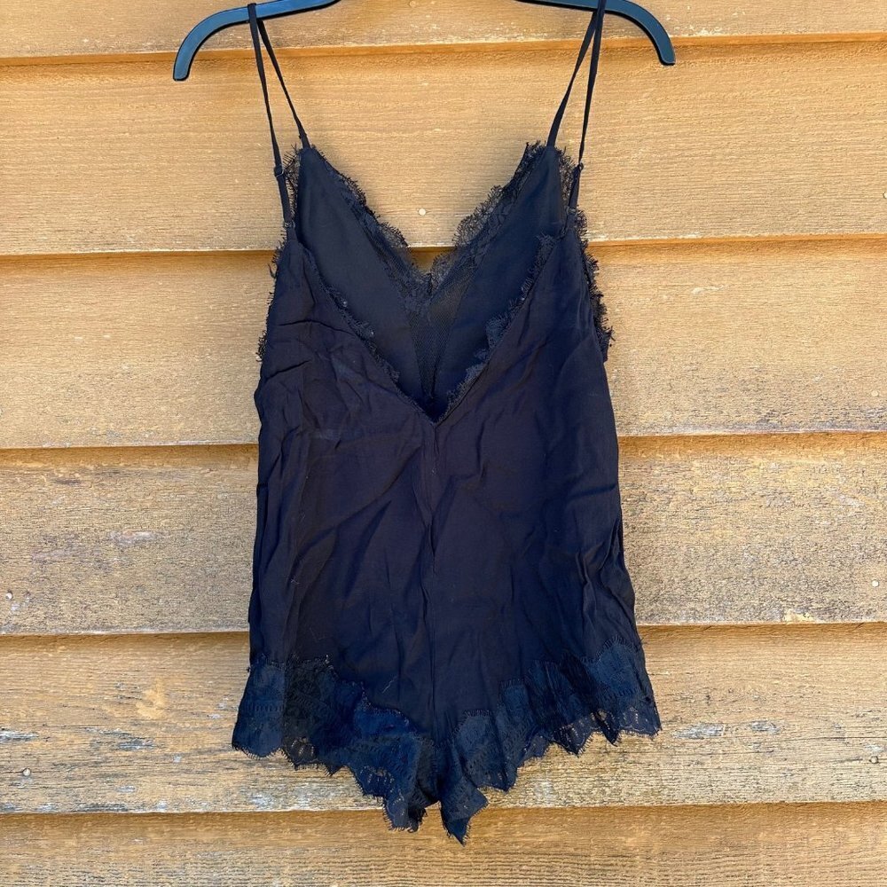 Lovers + Friends Black Lace V-Neck Romper Layered Size XS - Picture 5 of 8